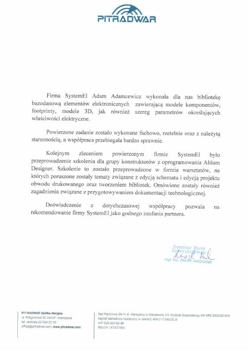 Preview of reference letter: PIT-RADWAR